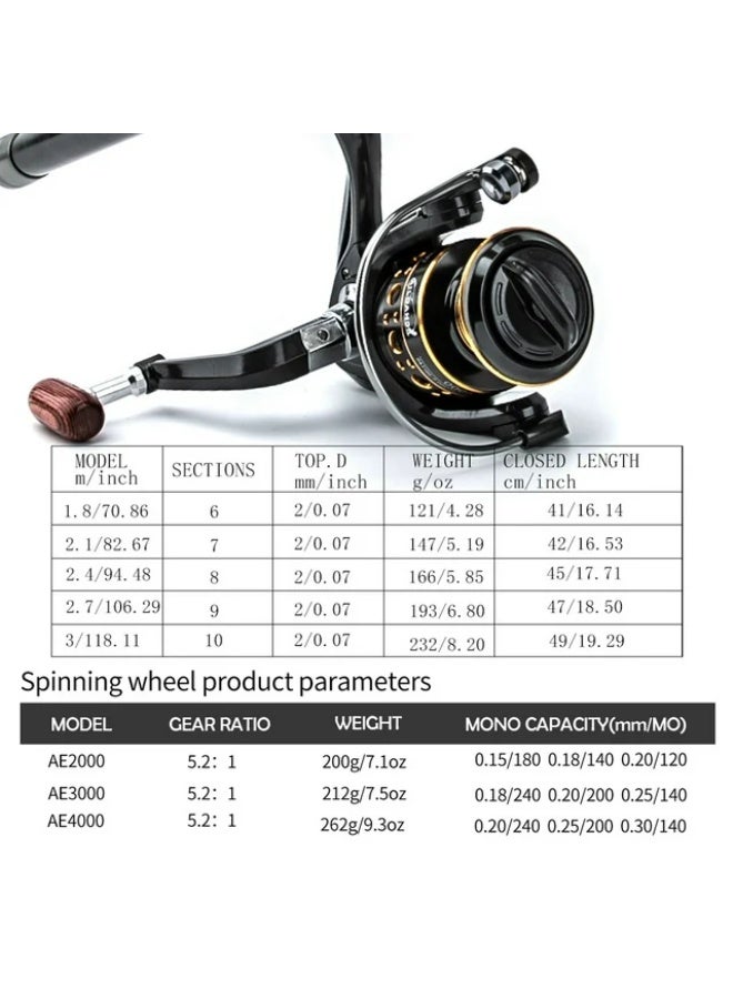 Bukela 3.0m Telescopic Fishing Rod Reel Combination Fishing Rod Reel Combo Trout Rod and Left and Right Hand Interchangeable Fishing Reel Set Sea Fishing Rod Sea Fishing Clam Ice - Image 3